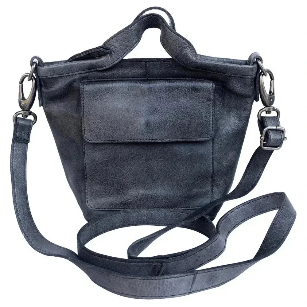 NWOT Latico Handcrafted Full Grain Leather Mick Crossbody - Charcoal
